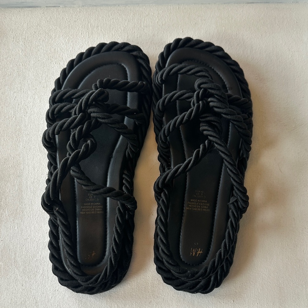 H&M Elegant Black Rope Sandals
